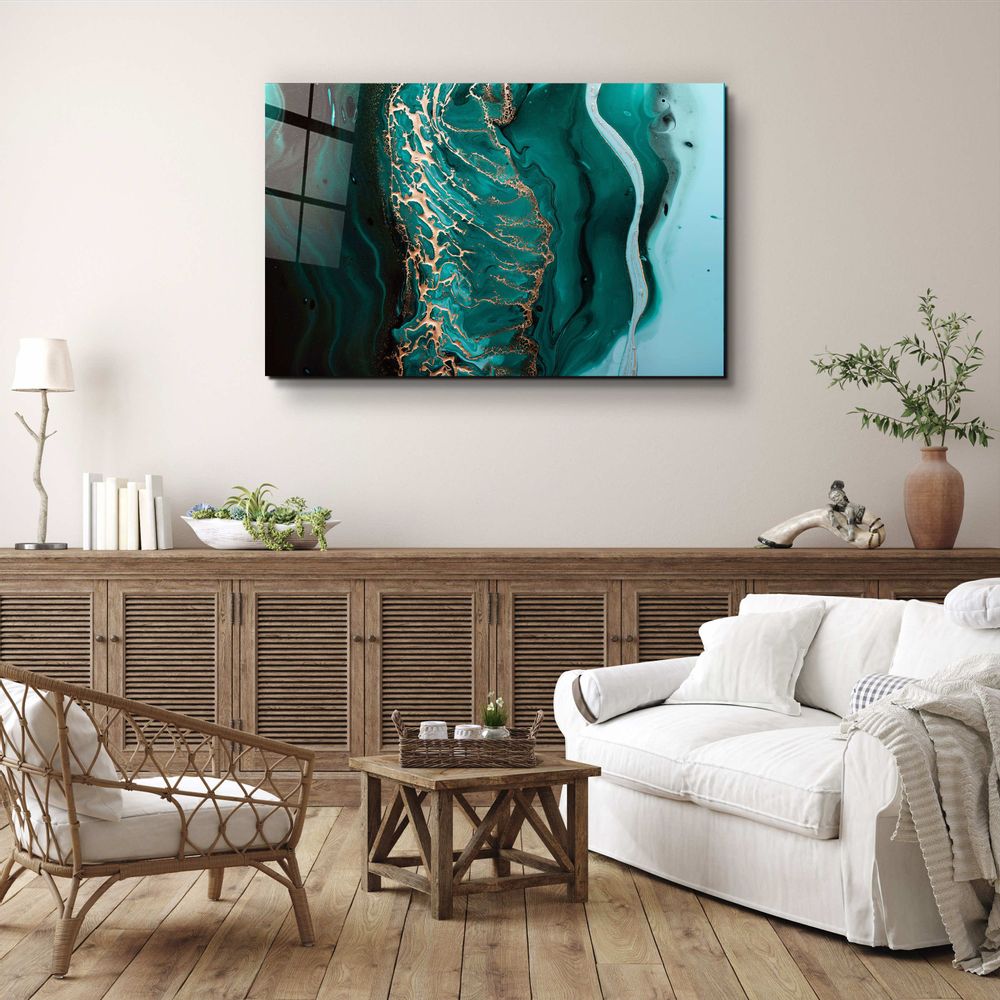 Autres décorations murales - Collection Marbre H26 - Décoration murale OceanGlass  110CMx70CM - ARTDESIGNA