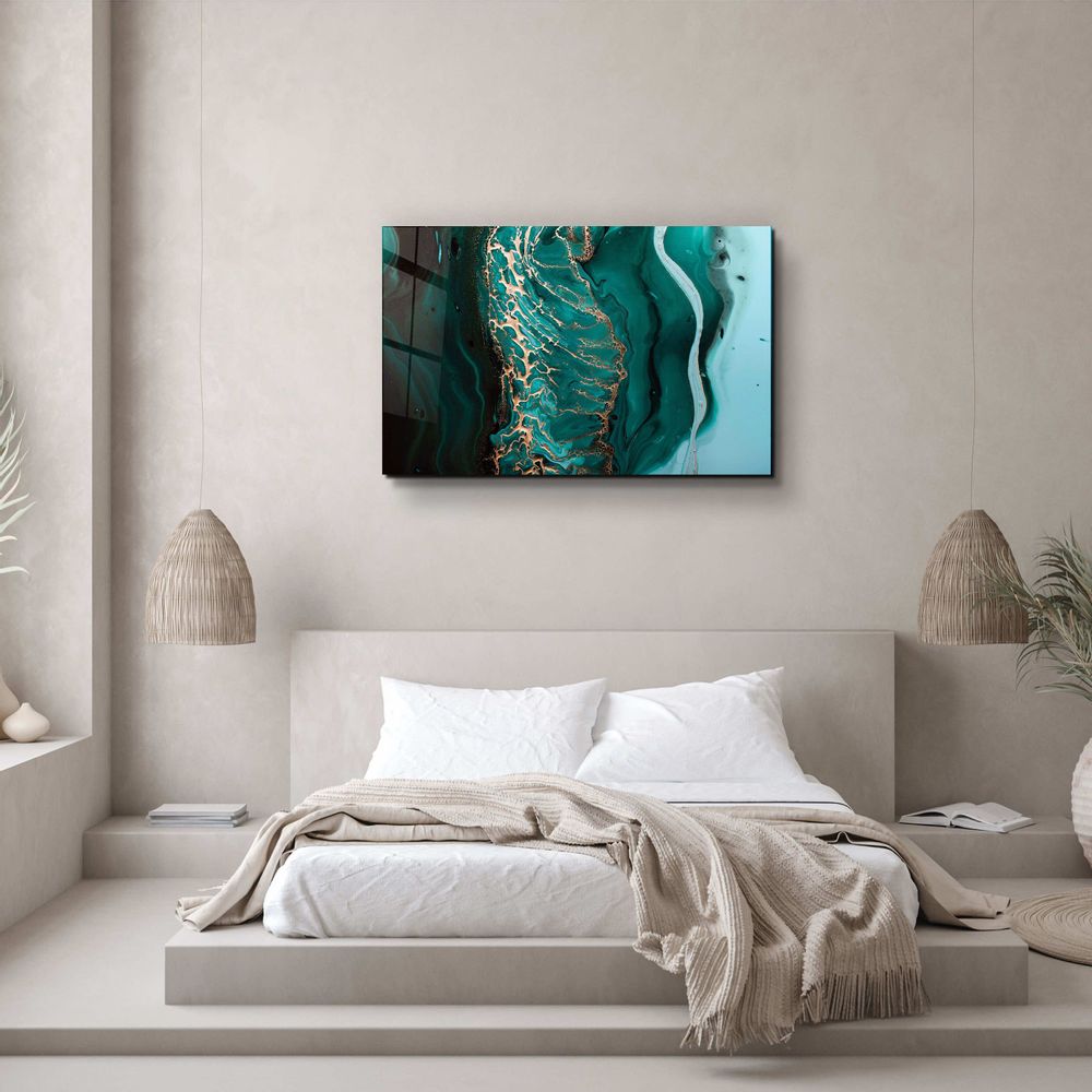 Autres décorations murales - Collection Marbre H26 - Décoration murale OceanGlass  110CMx70CM - ARTDESIGNA