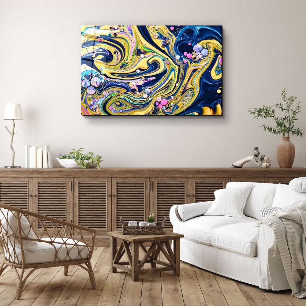 Autres décorations murales - Art mural en verre Marbre Galaxy 4 110CMx70CM - ARTDESIGNA