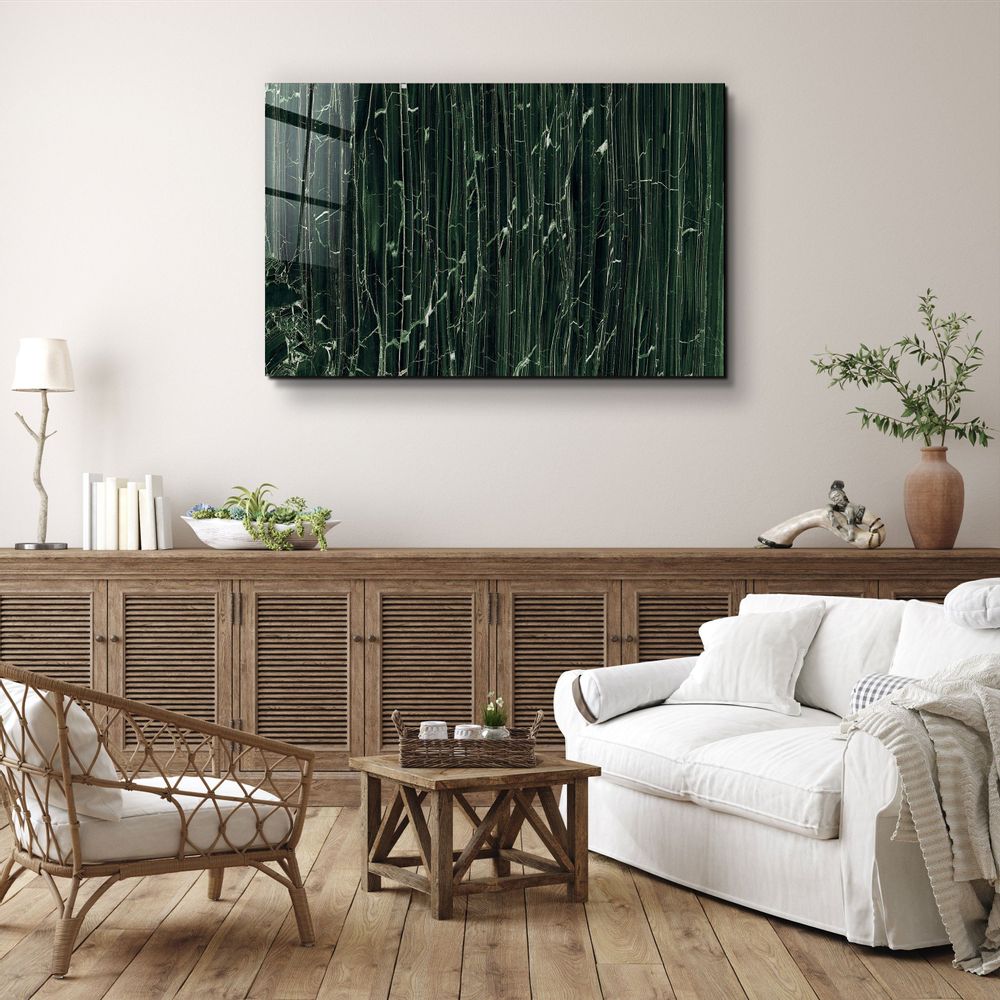 Autres décorations murales - Art mural en verre en marbre vert foncé 110CMx70CM - ARTDESIGNA
