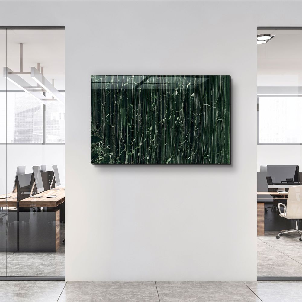 Autres décorations murales - Art mural en verre en marbre vert foncé 110CMx70CM - ARTDESIGNA
