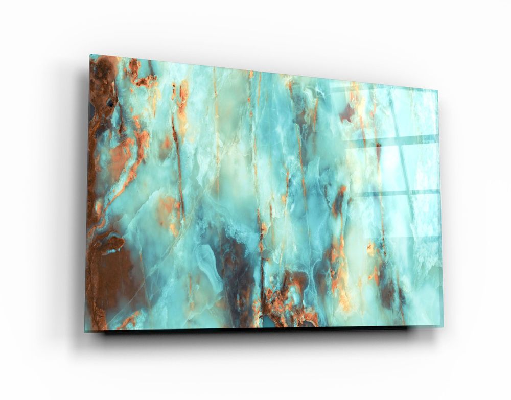 Autres décorations murales - Art mural en verre de marbre bleu naturel 110CMx70CM - ARTDESIGNA