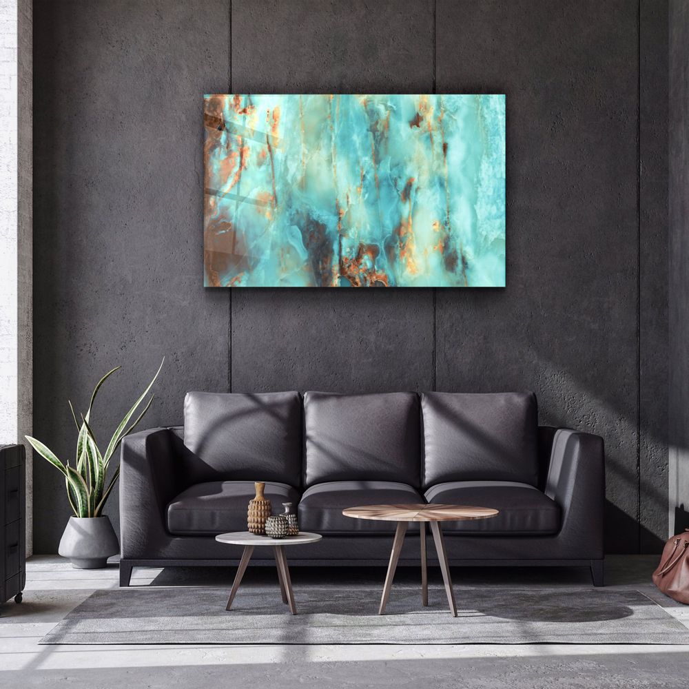 Autres décorations murales - Art mural en verre de marbre bleu naturel 110CMx70CM - ARTDESIGNA