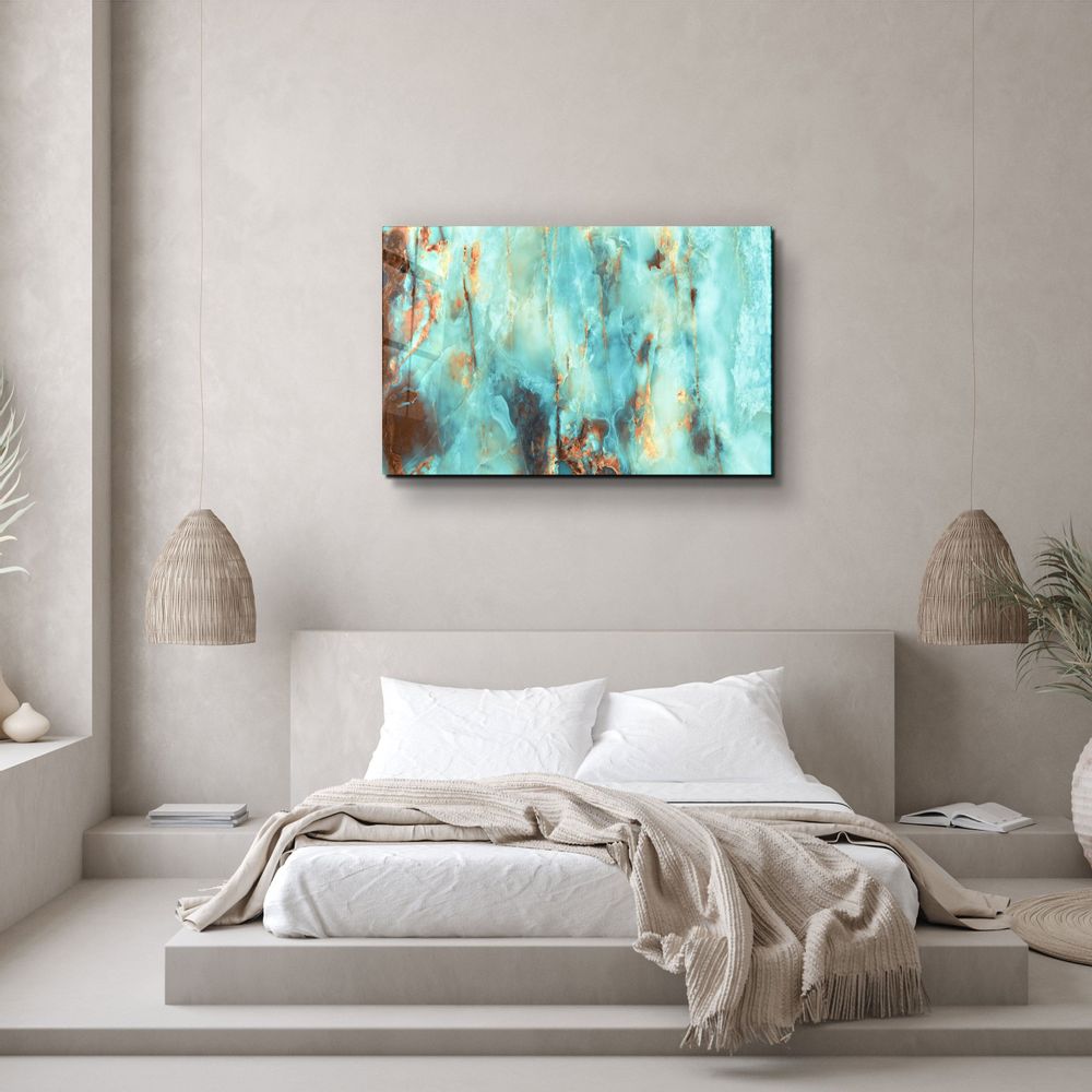 Autres décorations murales - Art mural en verre de marbre bleu naturel 110CMx70CM - ARTDESIGNA