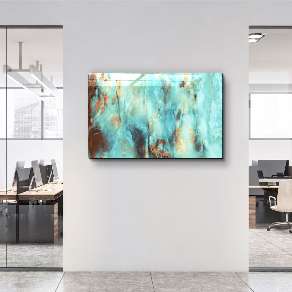 Autres décorations murales - Art mural en verre de marbre bleu naturel 110CMx70CM - ARTDESIGNA