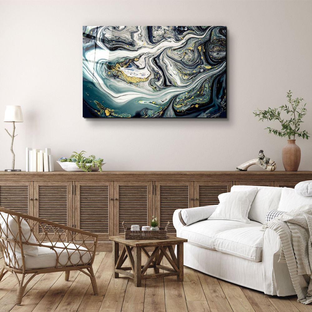 Other wall decoration - Marble with Golden DustGlass Wall Art 110CMx70CM - ARTDESIGNA
