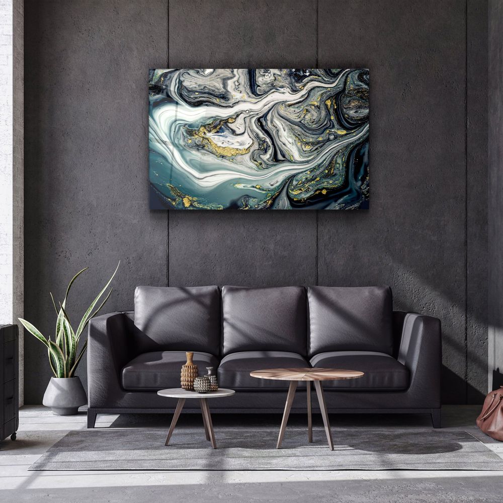 Other wall decoration - Marble with Golden DustGlass Wall Art 110CMx70CM - ARTDESIGNA