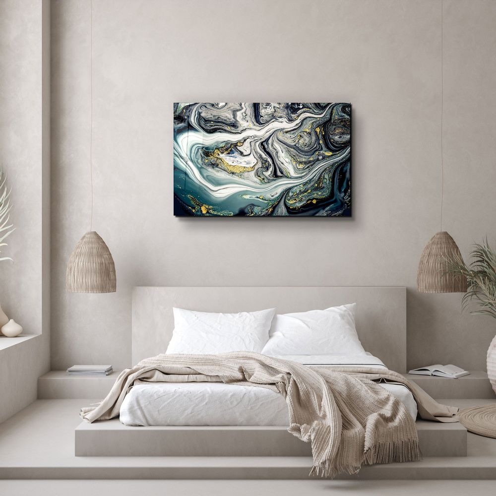 Other wall decoration - Marble with Golden DustGlass Wall Art 110CMx70CM - ARTDESIGNA
