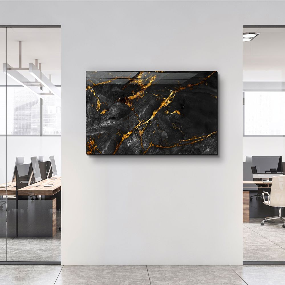 Other wall decoration - Black Marble with Golden DustGlass Wall Art 110CMx70CM - ARTDESIGNA