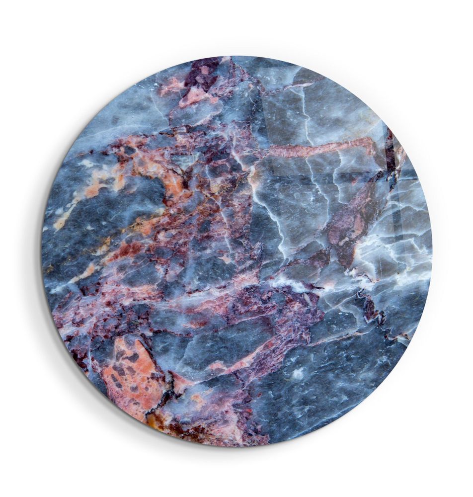 Other wall decoration - Marble Blue GrayRounded Glass Wall Art 80CMX80CM - ARTDESIGNA