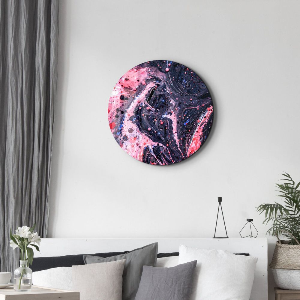 Other wall decoration - Pink Marble GalaxyRounded Glass Wall Art 80CMX80CM - ARTDESIGNA