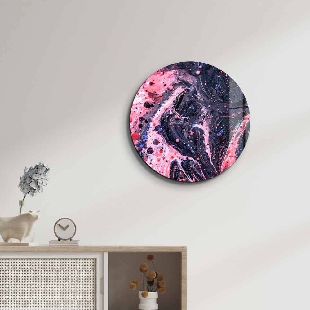 Other wall decoration - Pink Marble GalaxyRounded Glass Wall Art 80CMX80CM - ARTDESIGNA