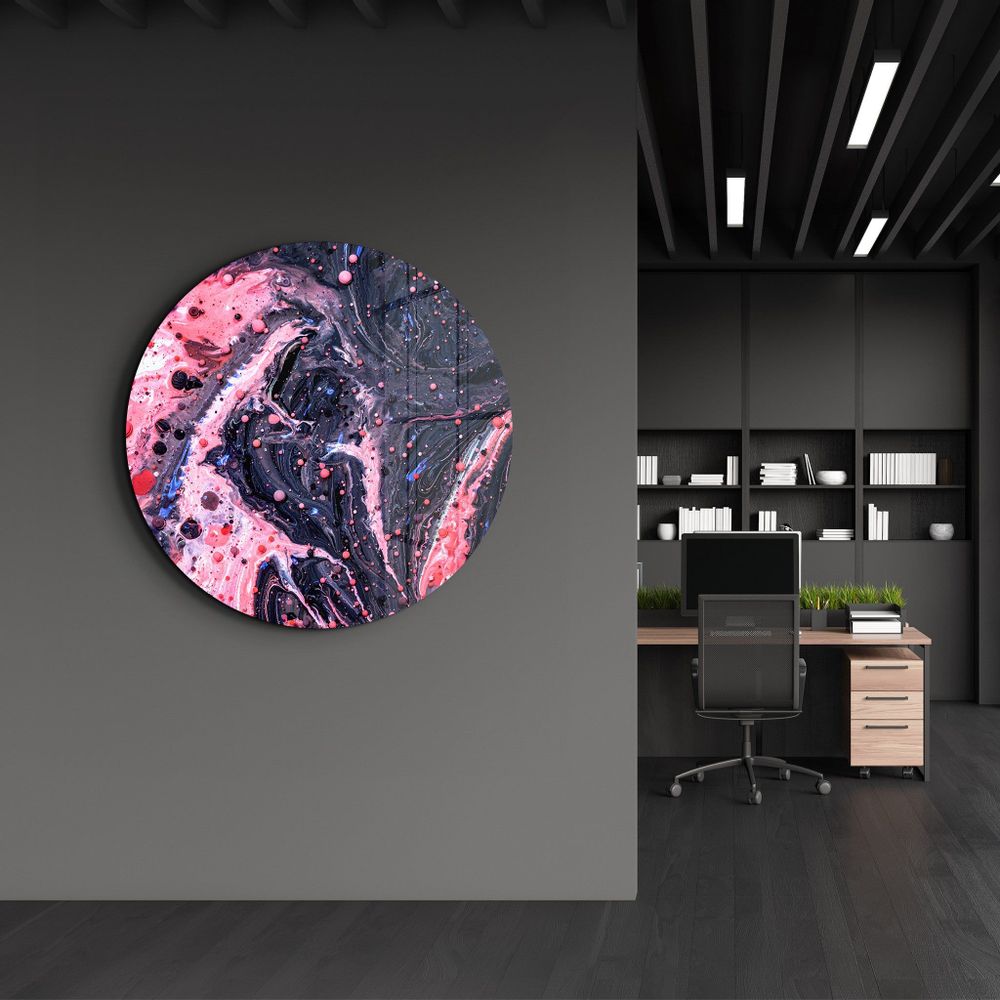 Other wall decoration - Pink Marble GalaxyRounded Glass Wall Art 80CMX80CM - ARTDESIGNA