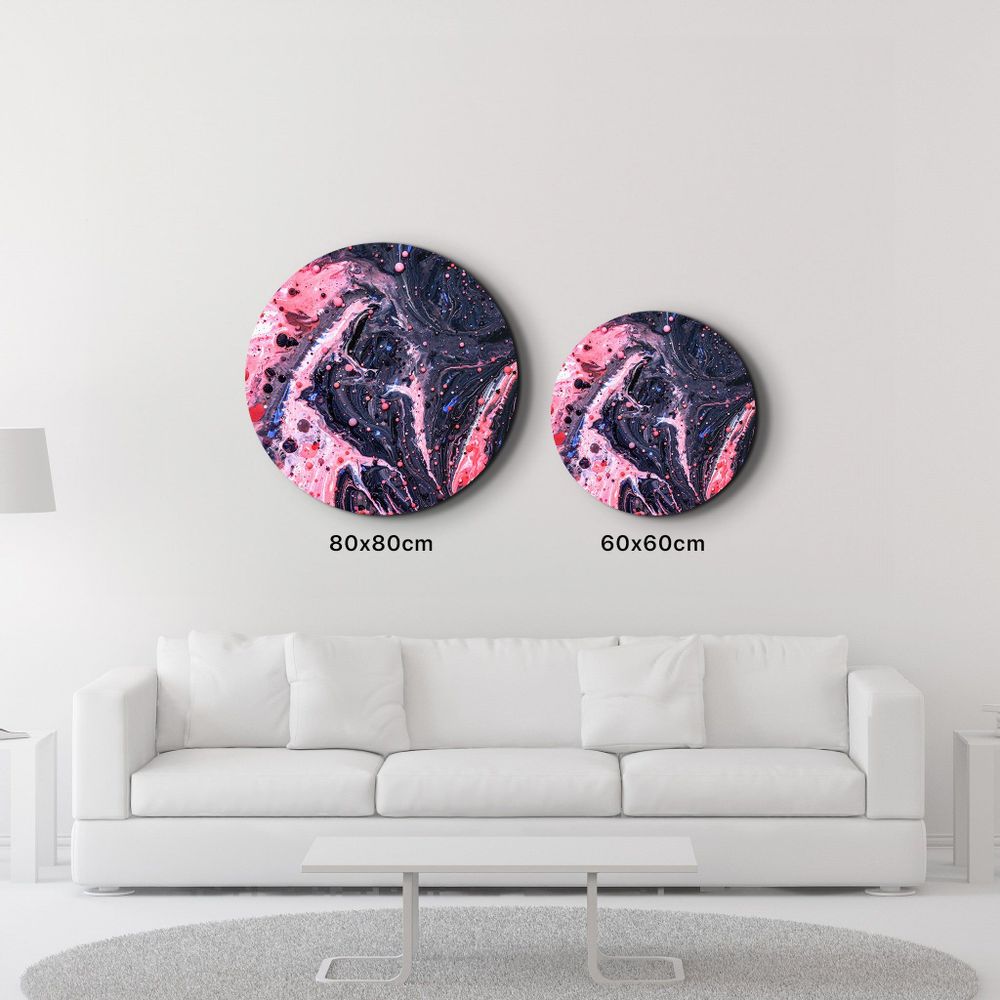 Other wall decoration - Pink Marble GalaxyRounded Glass Wall Art 80CMX80CM - ARTDESIGNA