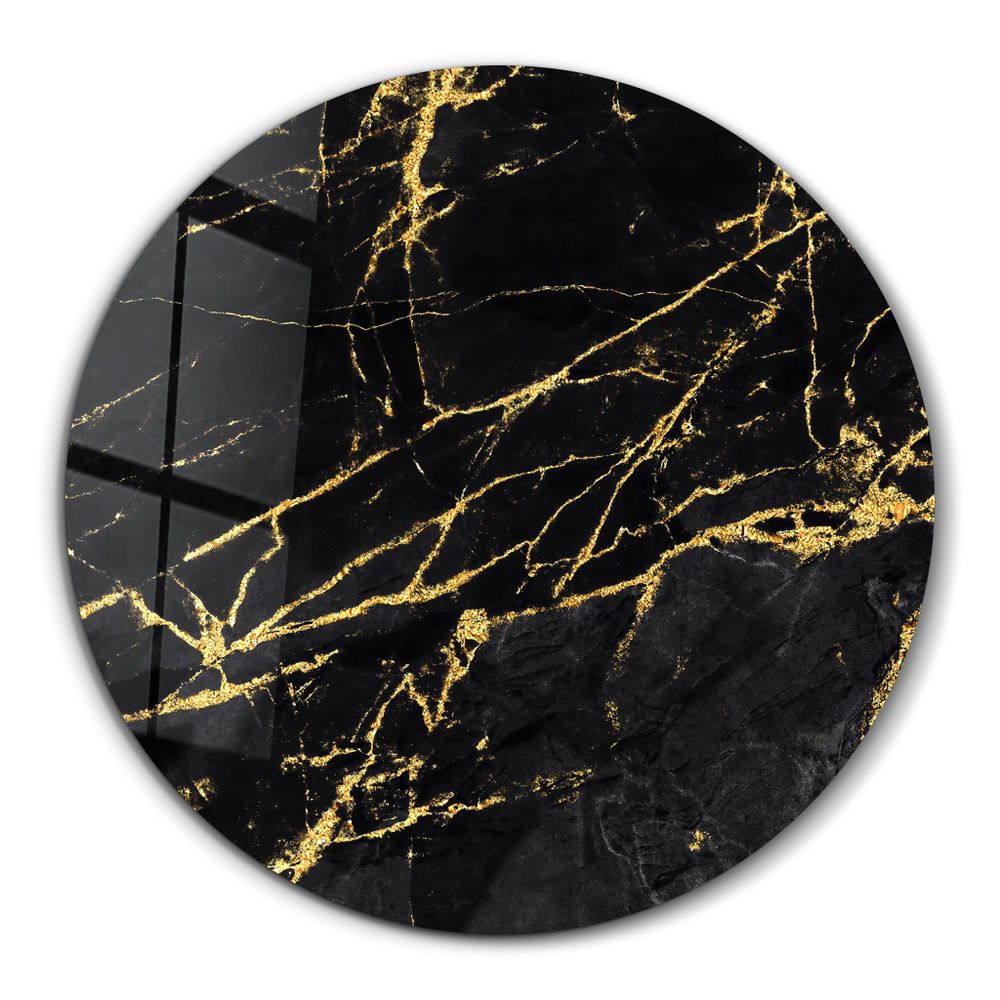 Autres décorations murales - Art mural en verre arrondi en marbre noir 80CMX80CM - ARTDESIGNA