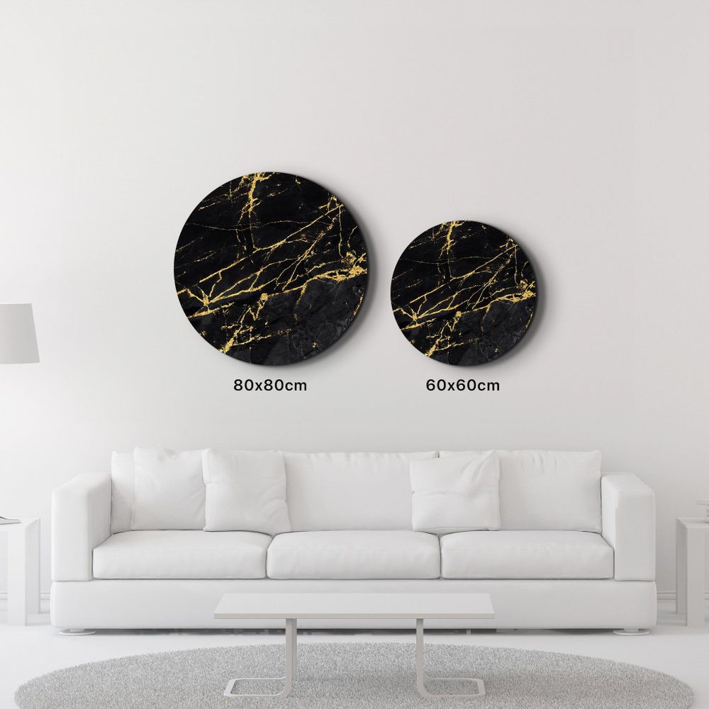 Autres décorations murales - Art mural en verre arrondi en marbre noir 80CMX80CM - ARTDESIGNA