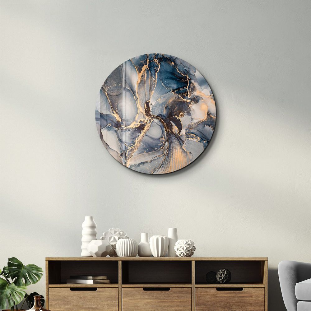 Autres décorations murales - Art mural en verre arrondi à motif de marbre 2 80CMX80CM - ARTDESIGNA