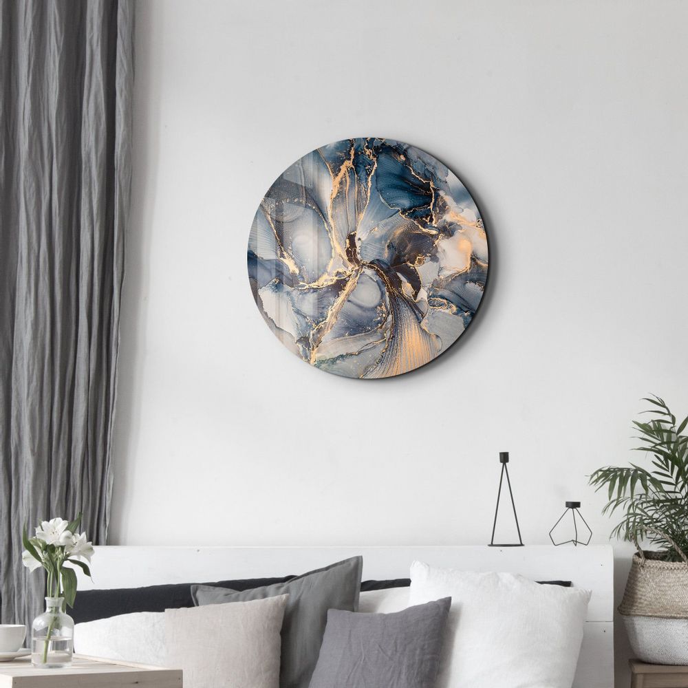 Autres décorations murales - Art mural en verre arrondi à motif de marbre 2 80CMX80CM - ARTDESIGNA