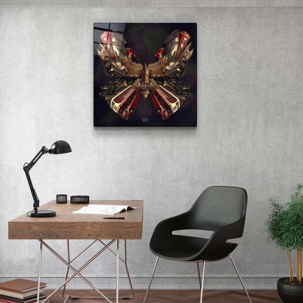 Other wall decoration - Butterfly LondonDesigners Collection Glass Wall Art 110CMx70CM - ARTDESIGNA