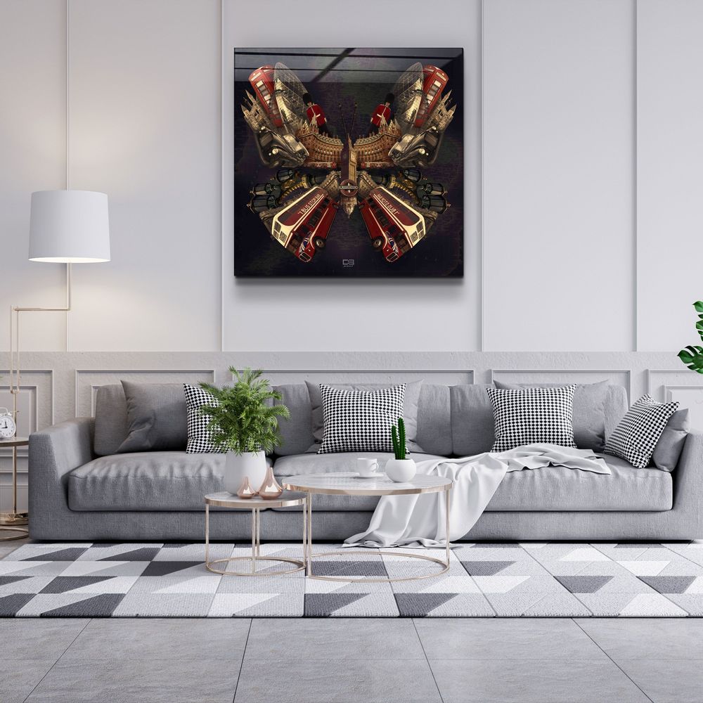 Other wall decoration - Butterfly LondonDesigners Collection Glass Wall Art 110CMx70CM - ARTDESIGNA