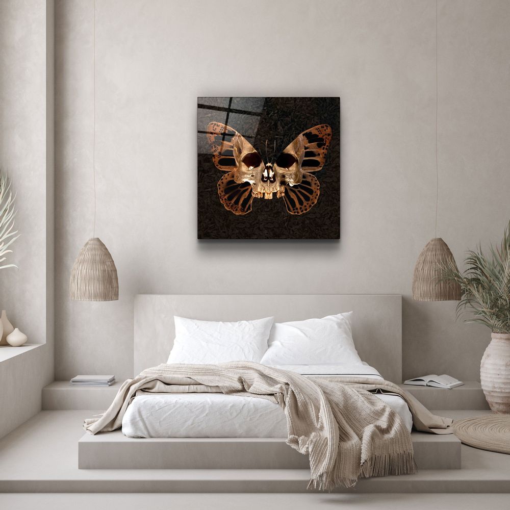 Other wall decoration - Butterfly SkullDesigners Collection Glass Wall Art 110CMx70CM - ARTDESIGNA