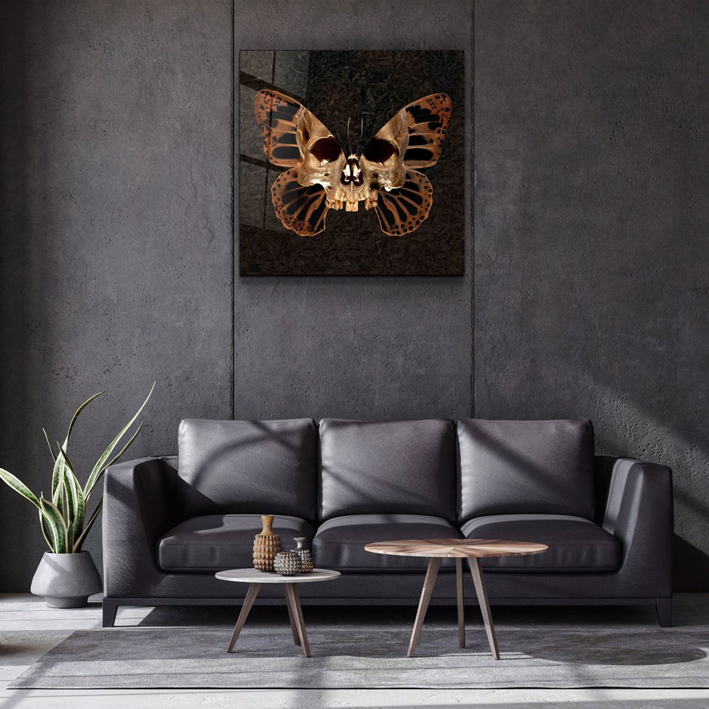 Other wall decoration - Butterfly SkullDesigners Collection Glass Wall Art 110CMx70CM - ARTDESIGNA