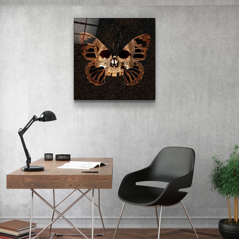 Other wall decoration - Butterfly SkullDesigners Collection Glass Wall Art 110CMx70CM - ARTDESIGNA