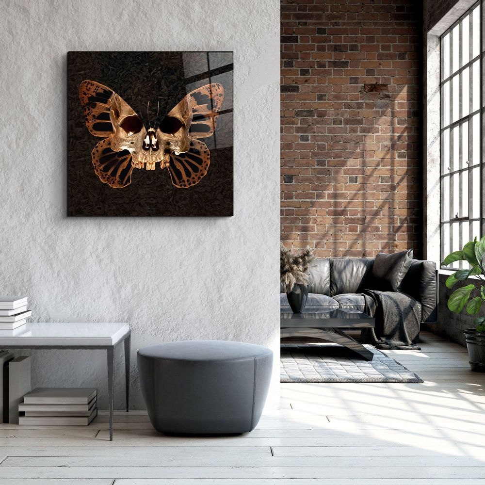 Other wall decoration - Butterfly SkullDesigners Collection Glass Wall Art 110CMx70CM - ARTDESIGNA