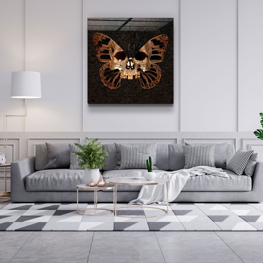 Other wall decoration - Butterfly SkullDesigners Collection Glass Wall Art 110CMx70CM - ARTDESIGNA