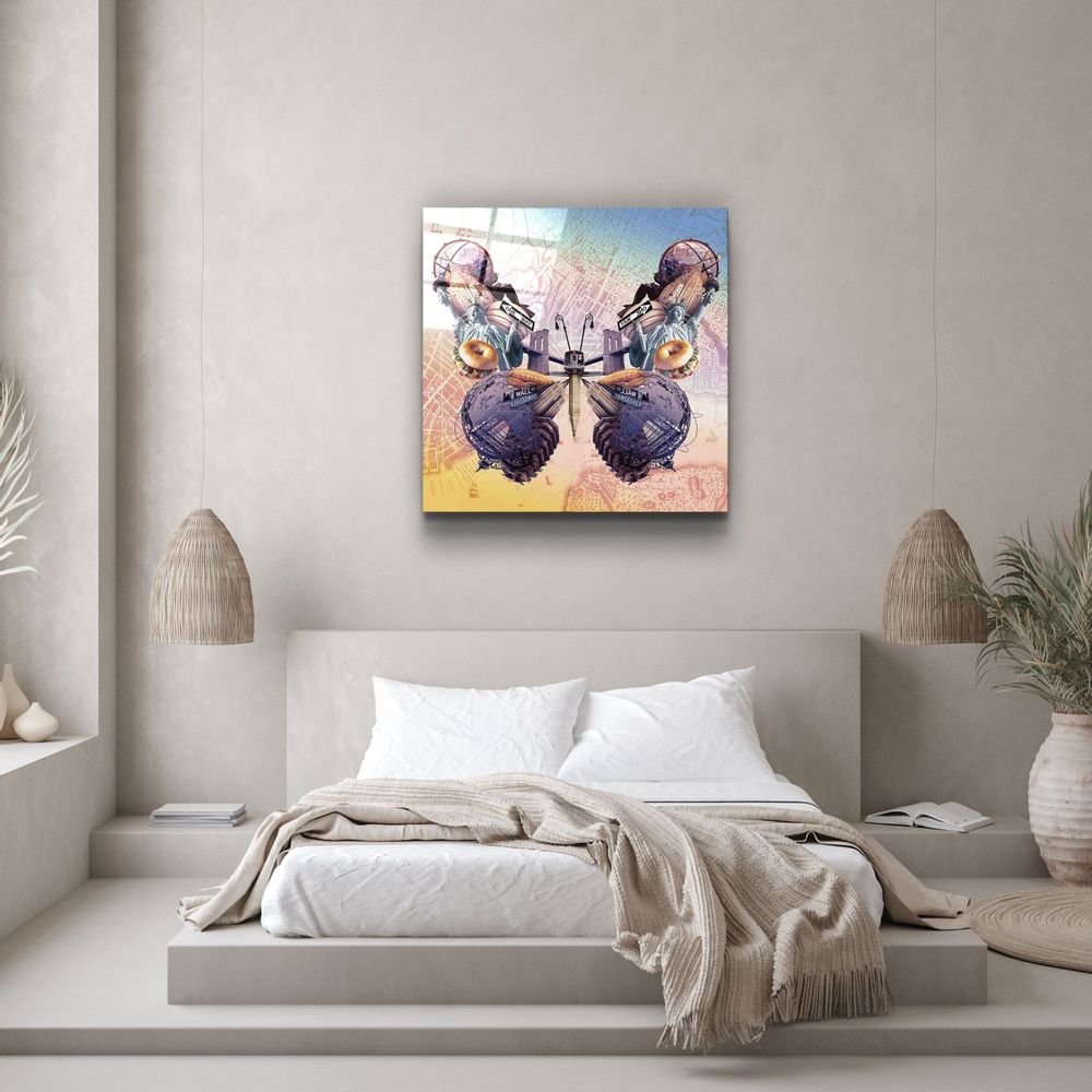 Other wall decoration - Butterfly NYCDesigners Collection Glass Wall Art 80CMX80CM - ARTDESIGNA