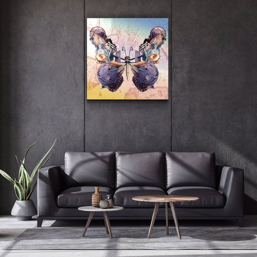 Other wall decoration - Butterfly NYCDesigners Collection Glass Wall Art 80CMX80CM - ARTDESIGNA