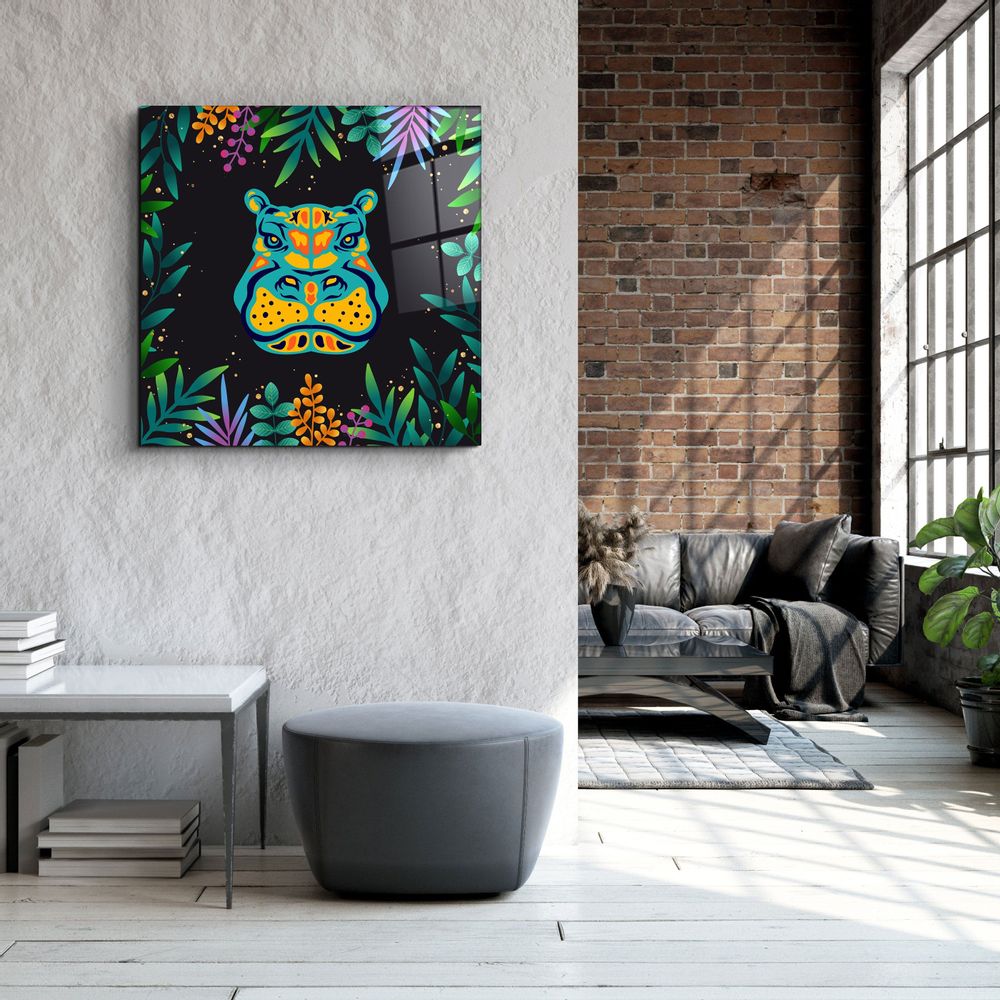 Other wall decoration - Animal Republic-HippoDesigners Collection Glass Wall Art 80CMX80CM - ARTDESIGNA