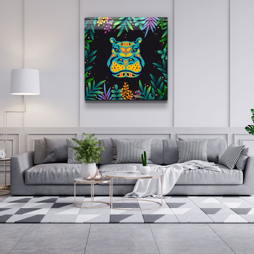 Other wall decoration - Animal Republic-HippoDesigners Collection Glass Wall Art 80CMX80CM - ARTDESIGNA