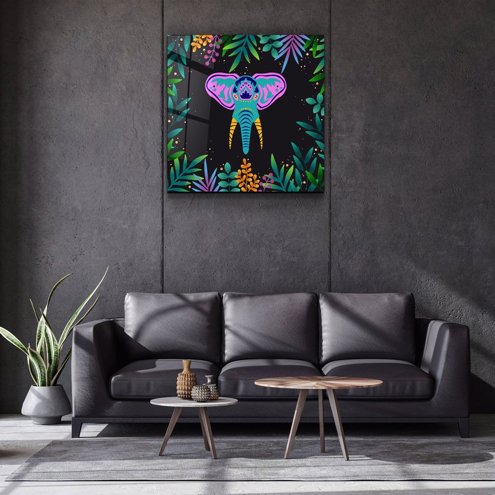 Other wall decoration - Animal Republic-ElephantDesigners Collection Glass Wall Art 80CMX80CM - ARTDESIGNA