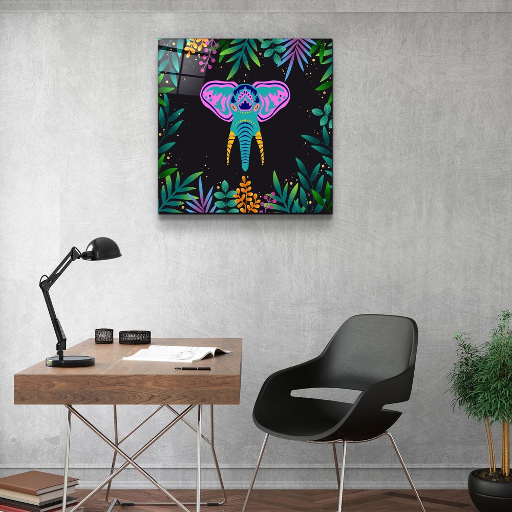 Other wall decoration - Animal Republic-ElephantDesigners Collection Glass Wall Art 80CMX80CM - ARTDESIGNA