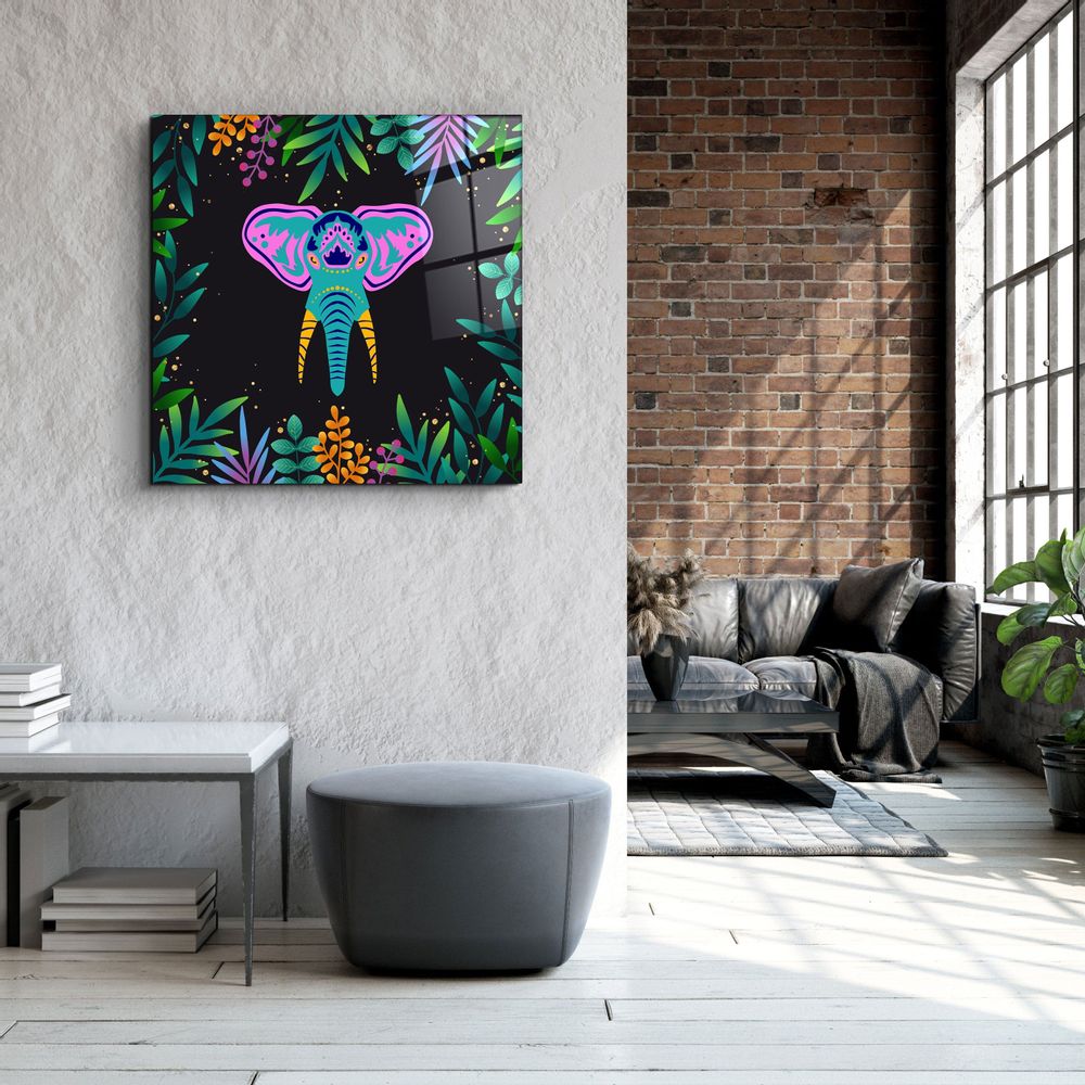 Other wall decoration - Animal Republic-ElephantDesigners Collection Glass Wall Art 80CMX80CM - ARTDESIGNA