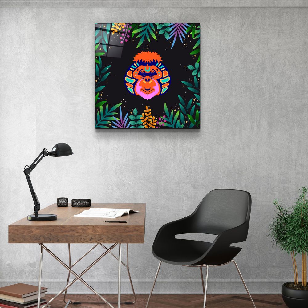 Autres décorations murales - Art mural en verre de la collection Orangutan Designer d'Animal Republic 80CMX80CM - ARTDESIGNA