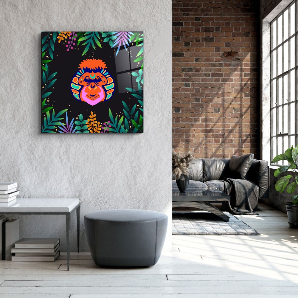 Autres décorations murales - Art mural en verre de la collection Orangutan Designer d'Animal Republic 80CMX80CM - ARTDESIGNA