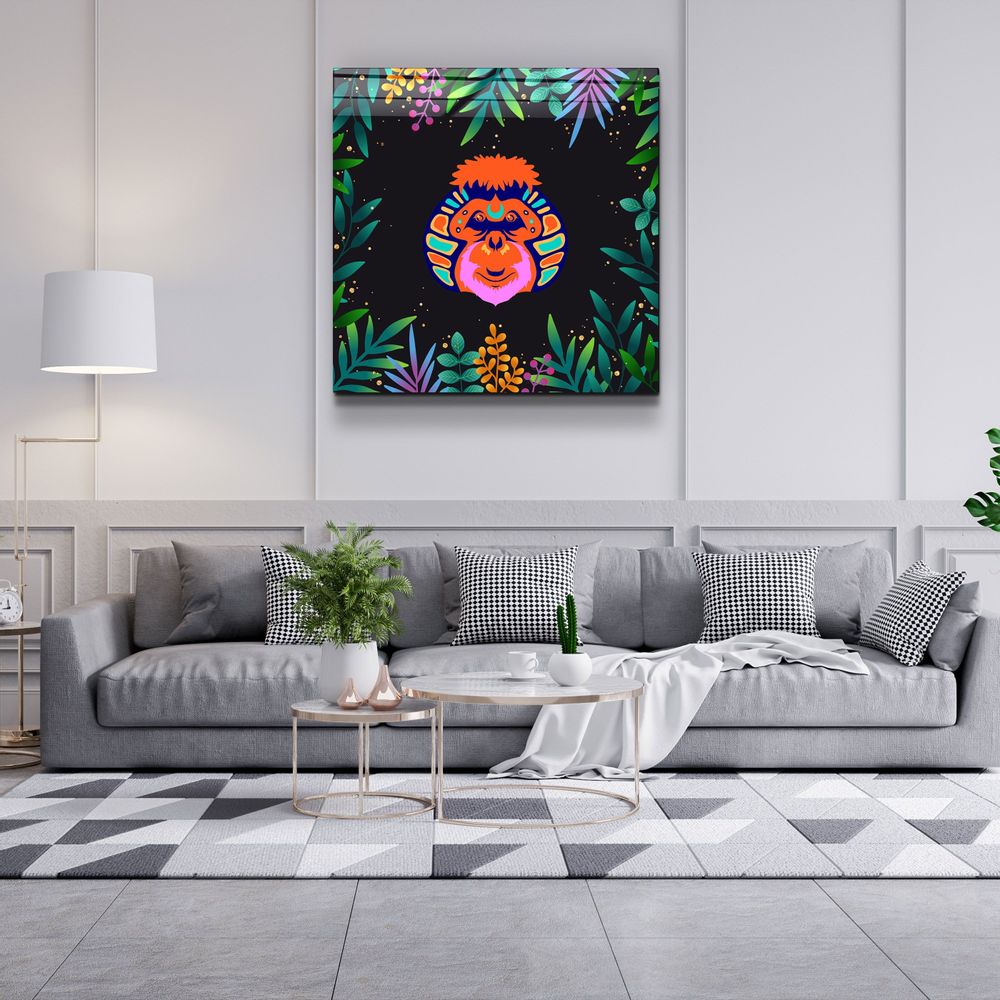 Autres décorations murales - Art mural en verre de la collection Orangutan Designer d'Animal Republic 80CMX80CM - ARTDESIGNA