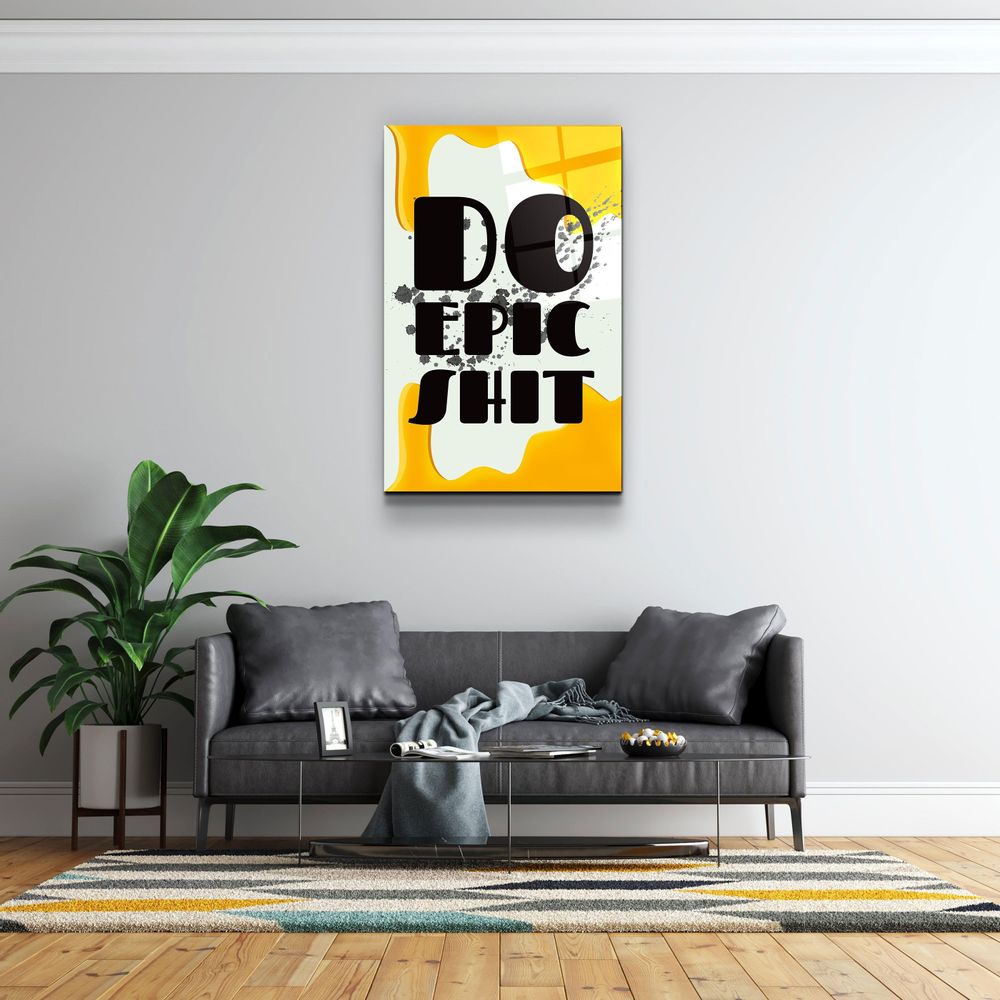 Other wall decoration - Do Epic X YellowDesigners Collection Glass Wall Art 110CMx70CM - ARTDESIGNA