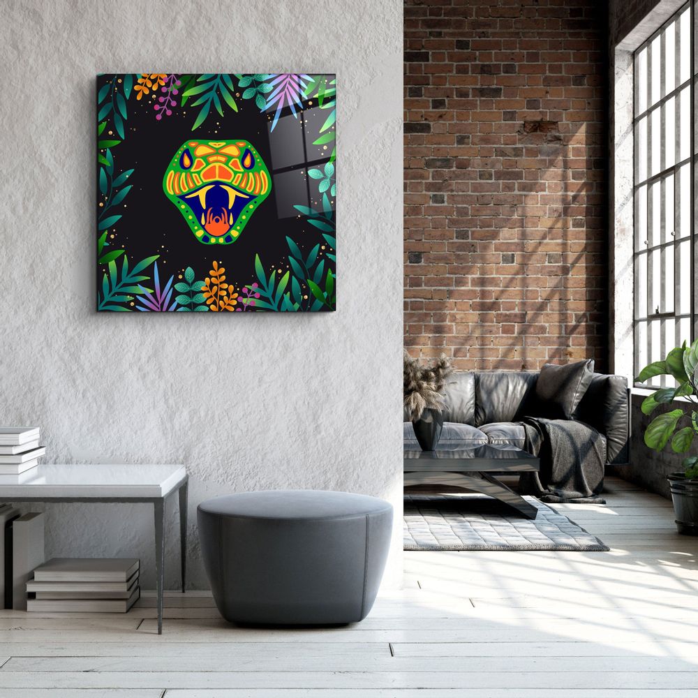 Autres décorations murales - Animal Republic-SnakeDesigners Collection Décoration murale en verre 80CMX80CM - ARTDESIGNA