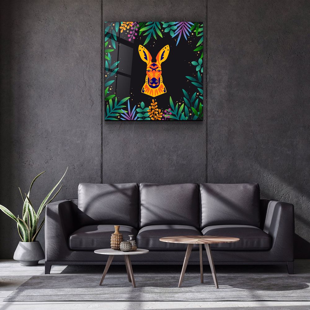 Autres décorations murales - Animal Republic-Kangaroo Designer's Collection Décoration murale en verre 80CMX80CM - ARTDESIGNA