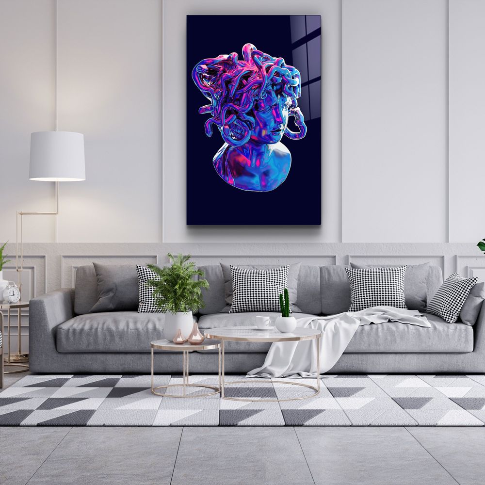 Autres décorations murales - Art mural en verre de la collection Medusa Designer 110CMx70CM - ARTDESIGNA
