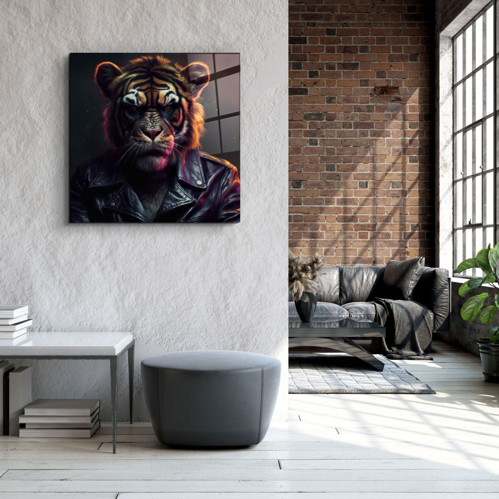 Autres décorations murales - Art mural en verre de la collection Tiger Monkey Designer 80CMX80CM - ARTDESIGNA