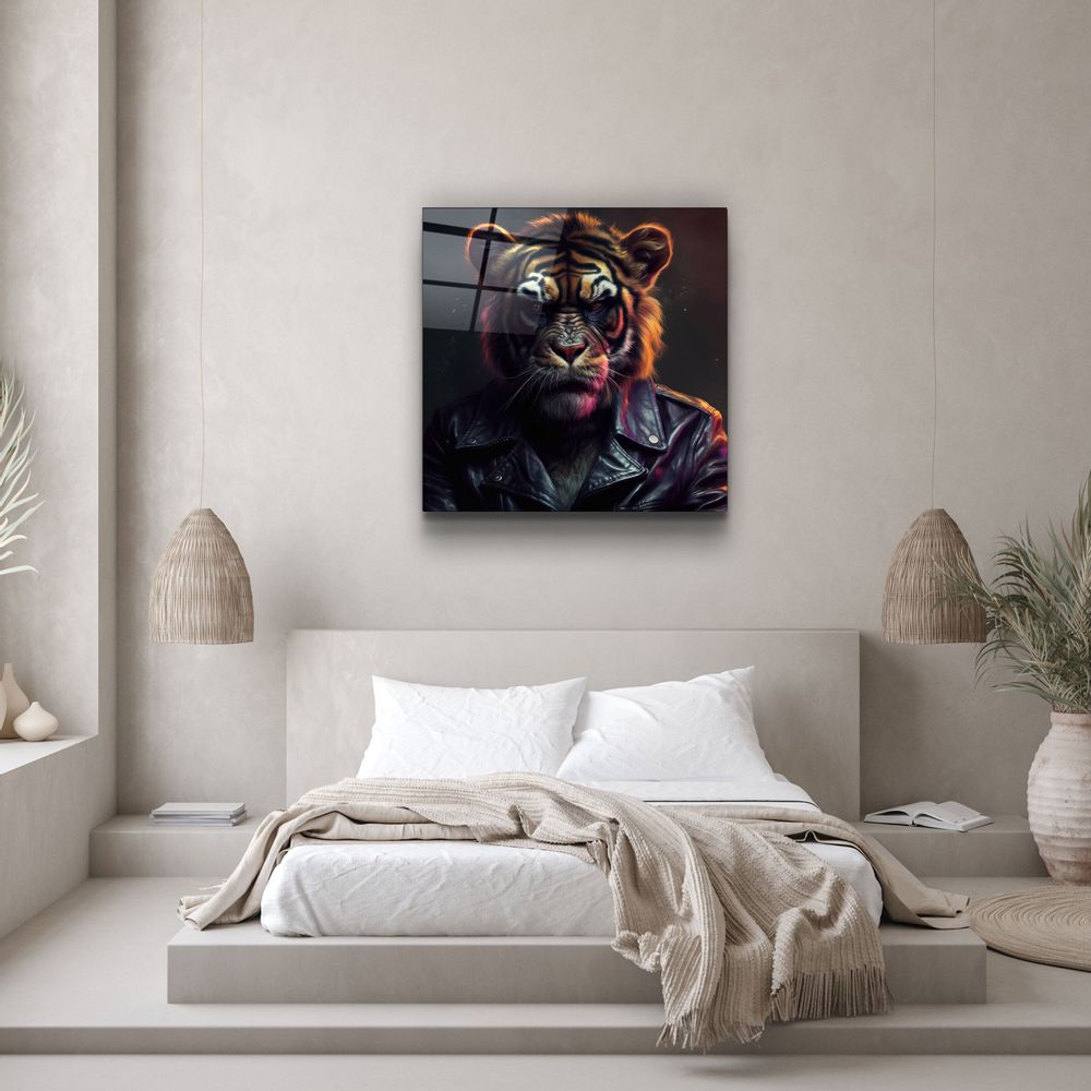 Autres décorations murales - Art mural en verre de la collection Tiger Monkey Designer 80CMX80CM - ARTDESIGNA