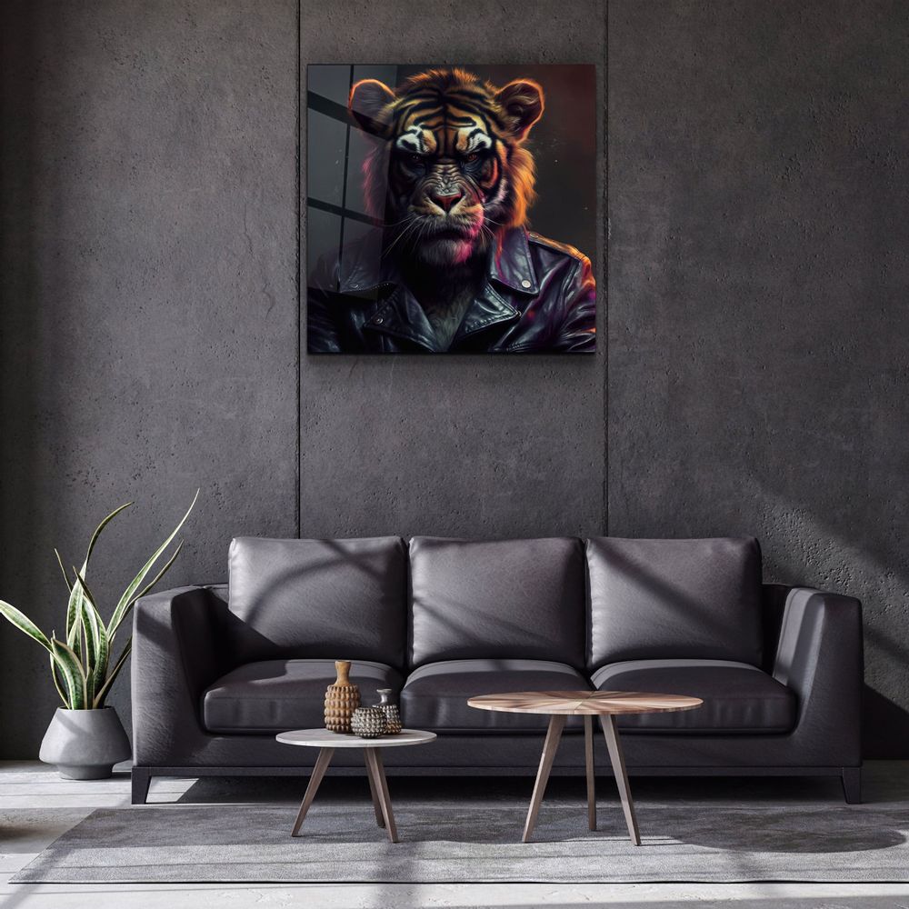 Autres décorations murales - Art mural en verre de la collection Tiger Monkey Designer 80CMX80CM - ARTDESIGNA