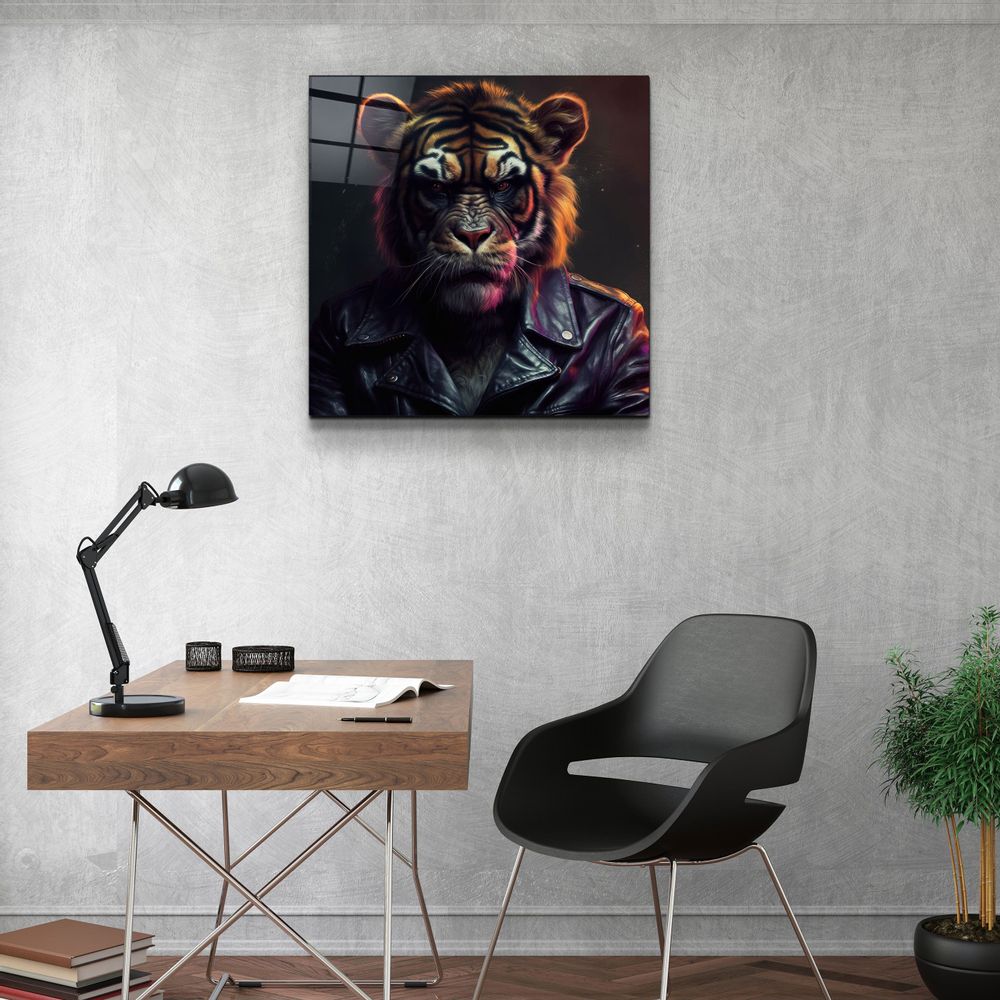 Autres décorations murales - Art mural en verre de la collection Tiger Monkey Designer 80CMX80CM - ARTDESIGNA