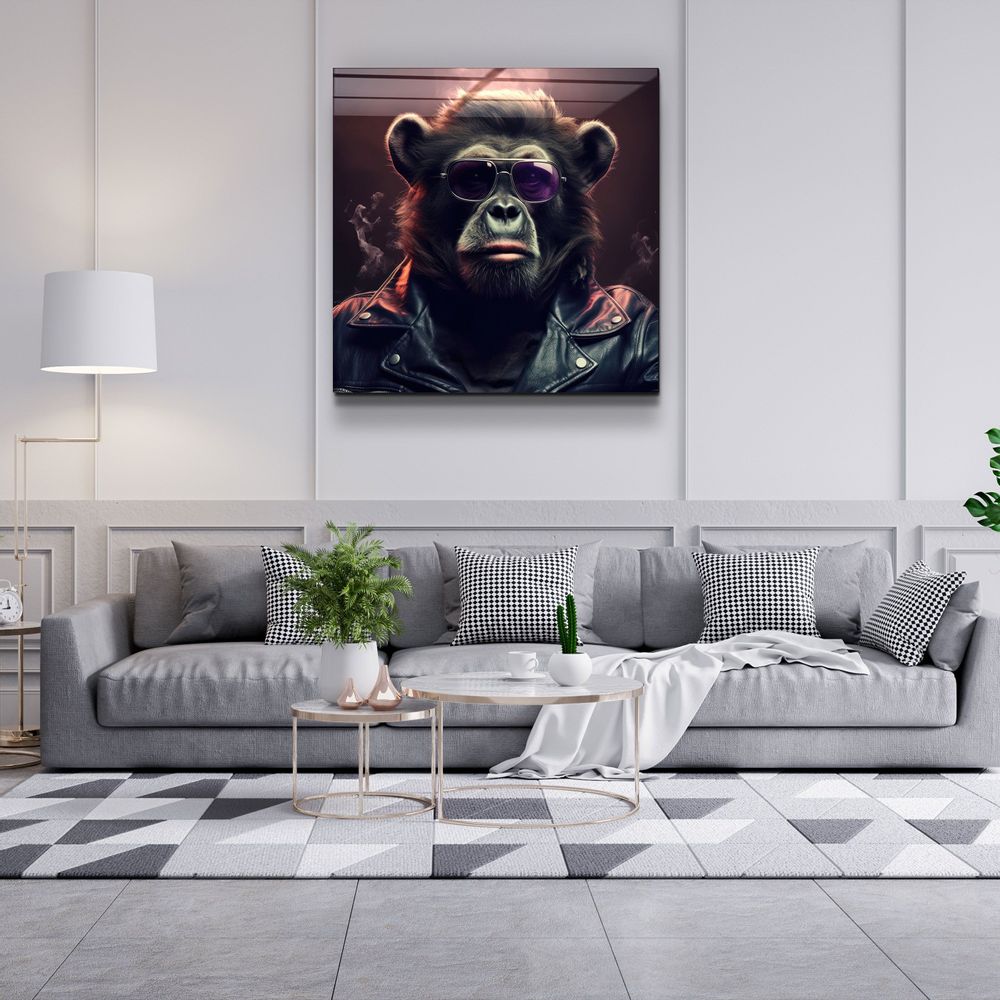 Other wall decoration - Bear Monkey Designers Collection Glass Wall Art 80CMX80CM - ARTDESIGNA