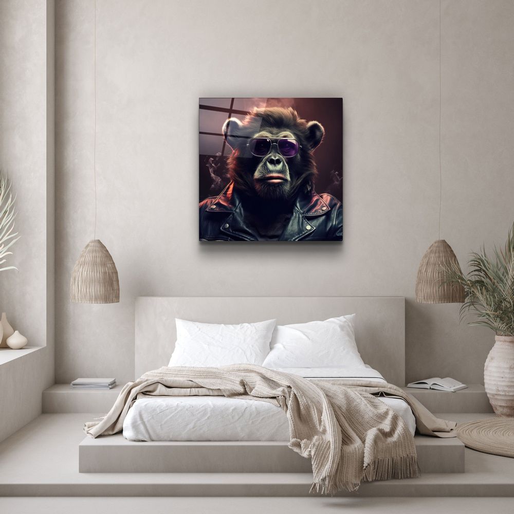 Other wall decoration - Bear Monkey Designers Collection Glass Wall Art 80CMX80CM - ARTDESIGNA