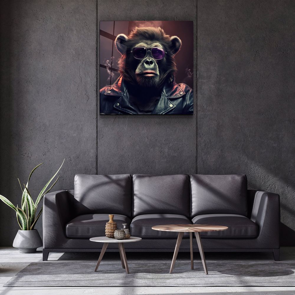 Other wall decoration - Bear Monkey Designers Collection Glass Wall Art 80CMX80CM - ARTDESIGNA